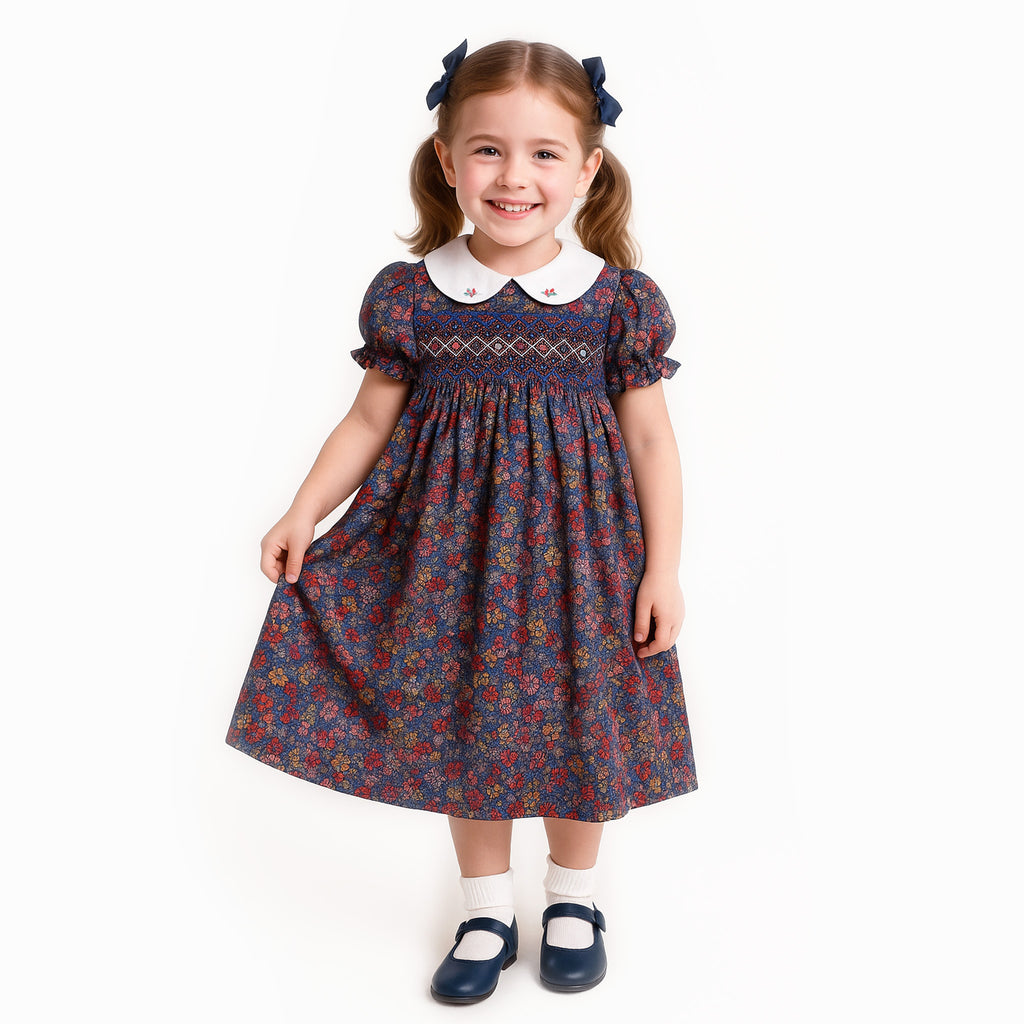 Blueberry Bloom  Smocked Dress