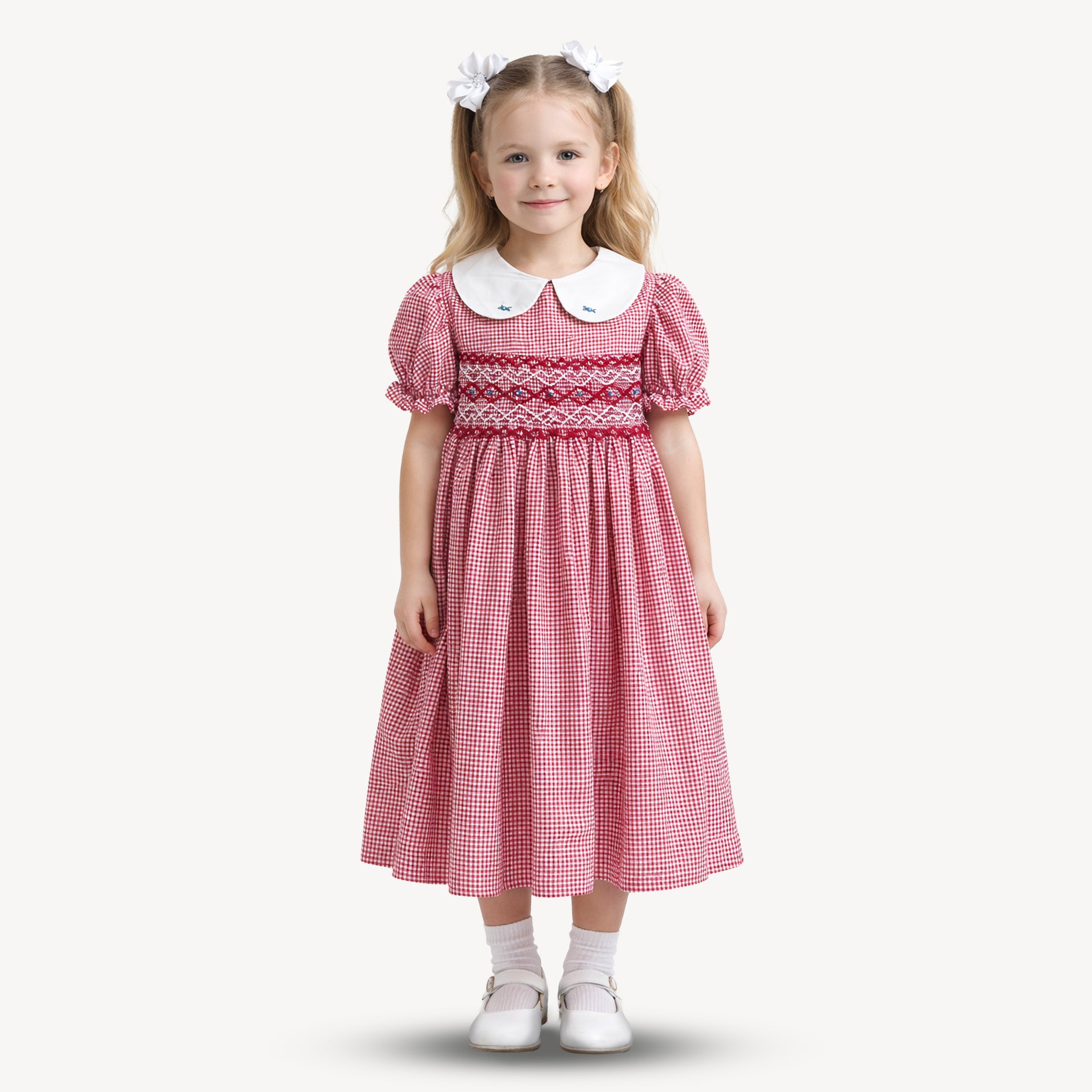 Red Gingham Smocked Dress