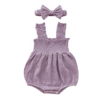 Smocked Strap Bubble Romper & Bow Set