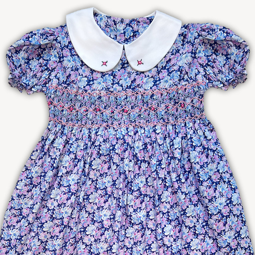 Blue Garden Smocked Dress