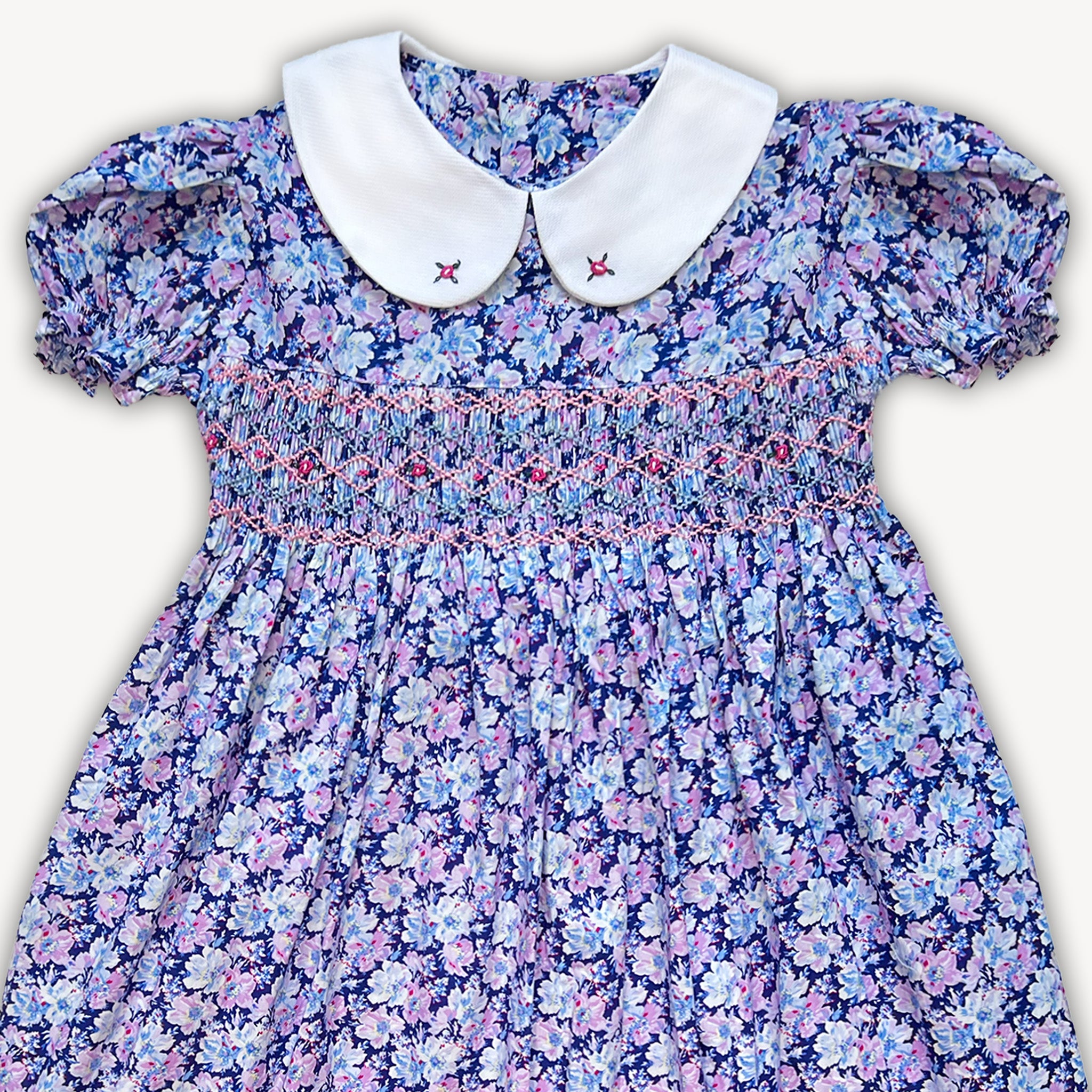 Blue Garden Smocked Dress