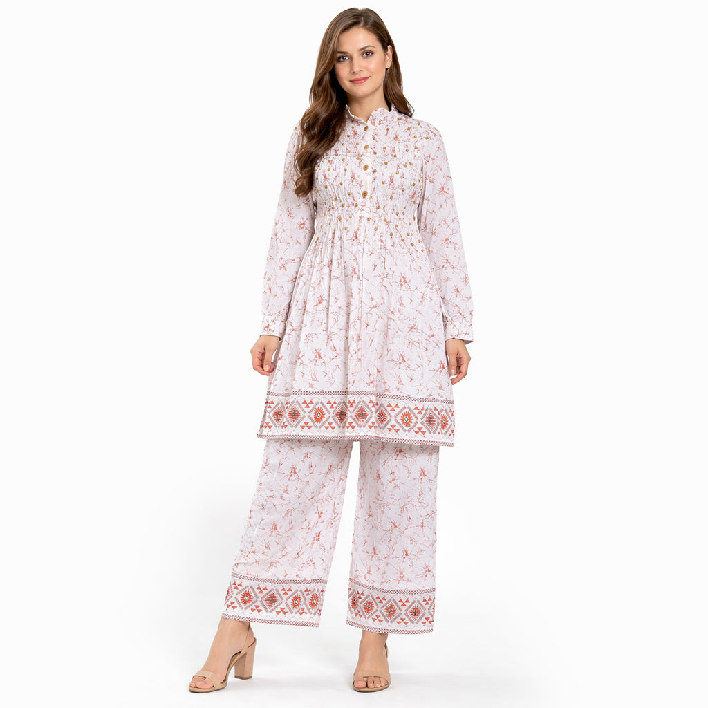 White Ember Smocked Set