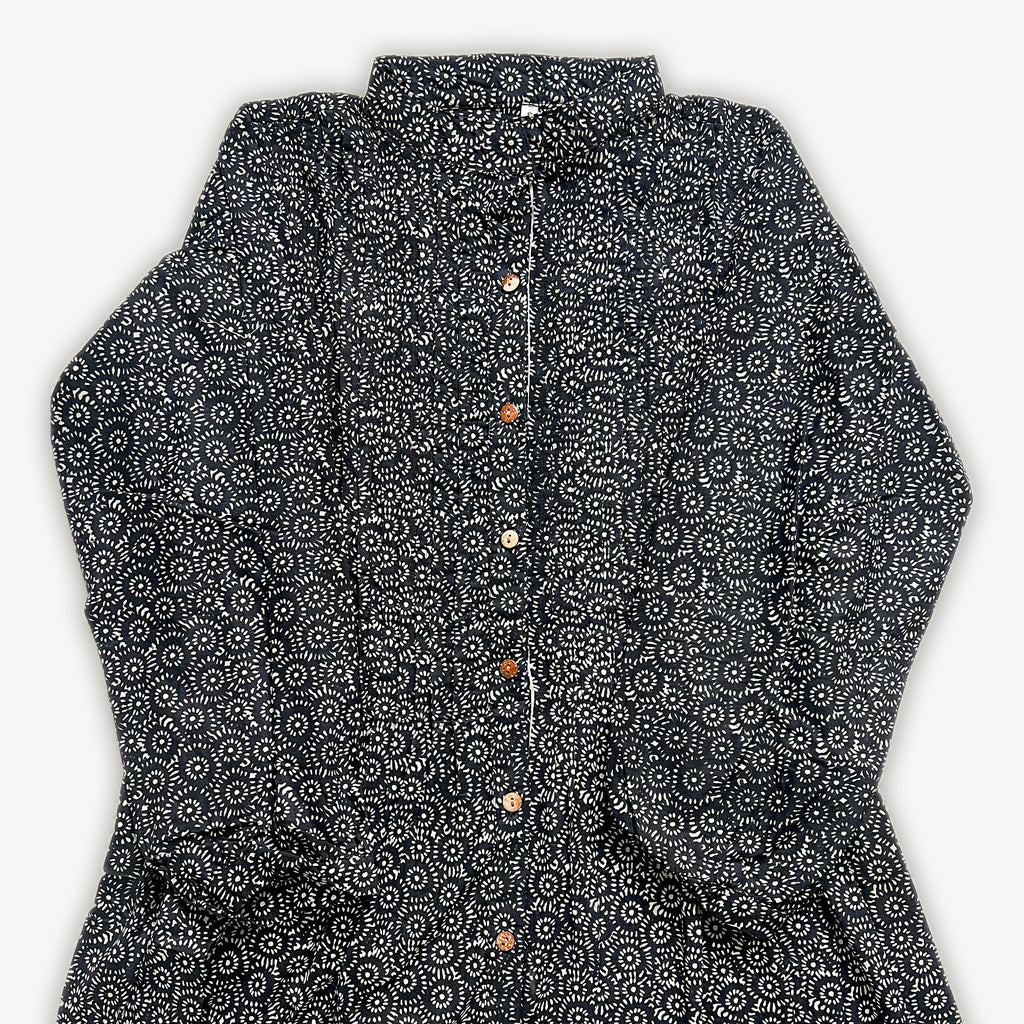 Black and Bloom Pleated Maxi Dress