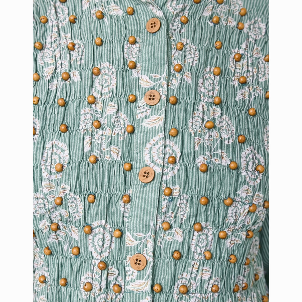 Mint Flora Smocked Dress