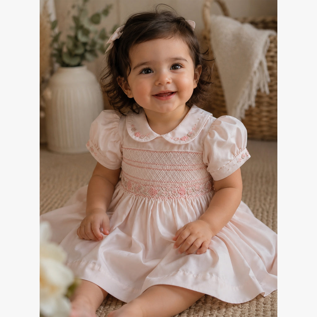 Blush Pink Hand Smocked Dress