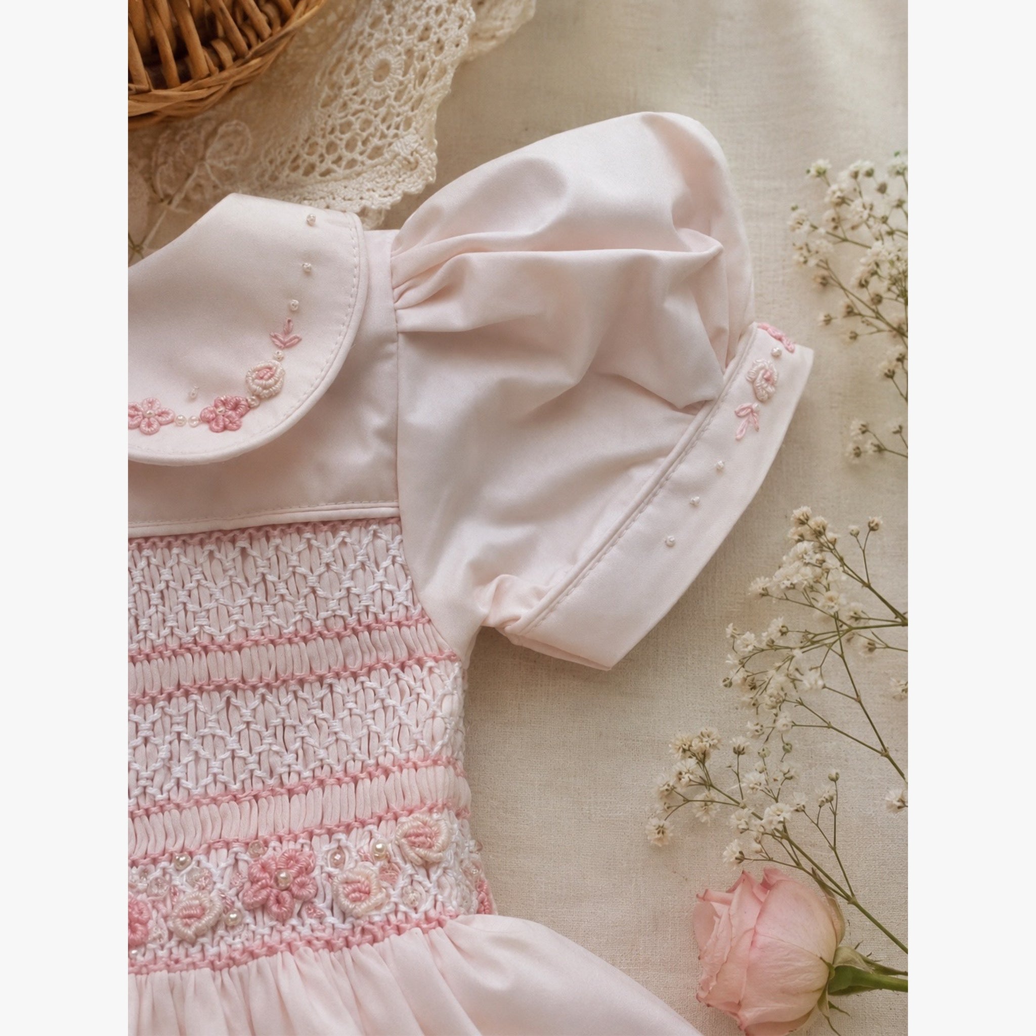 Blush Pink Hand Smocked Dress