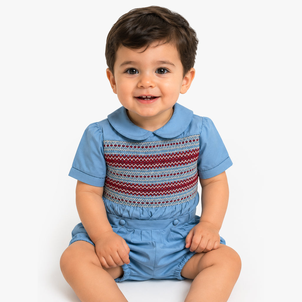 Skylar Smocked romper - Boys