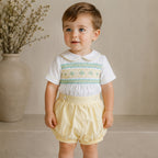 Lemon Drop Smocked Romper - Boys