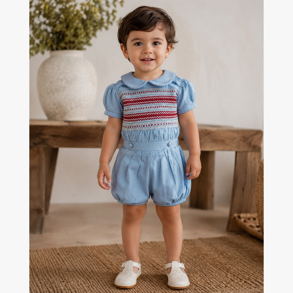 Skylar Smocked romper - Boys