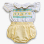 Lemon Drop Smocked Romper - Boys