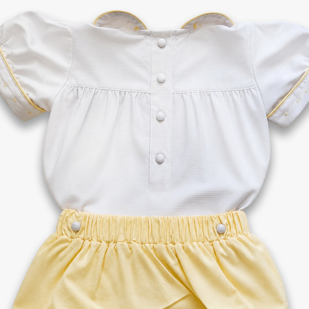 Lemon Drop Smocked Romper - Boys