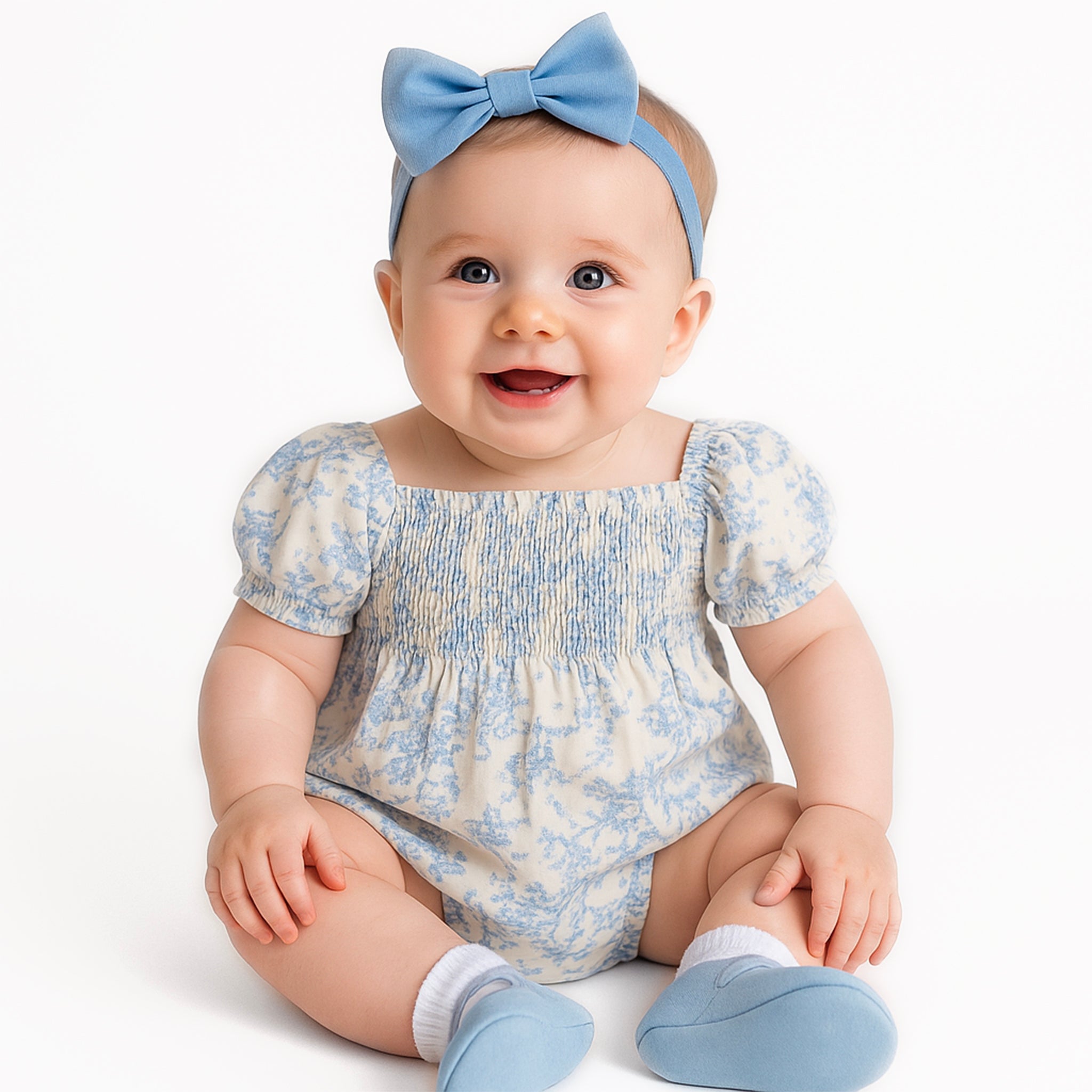 Blossom Bleu Smocked Bubble Romper