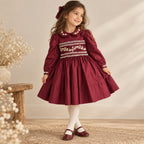 Burgubdy Pearl Smocked Dress
