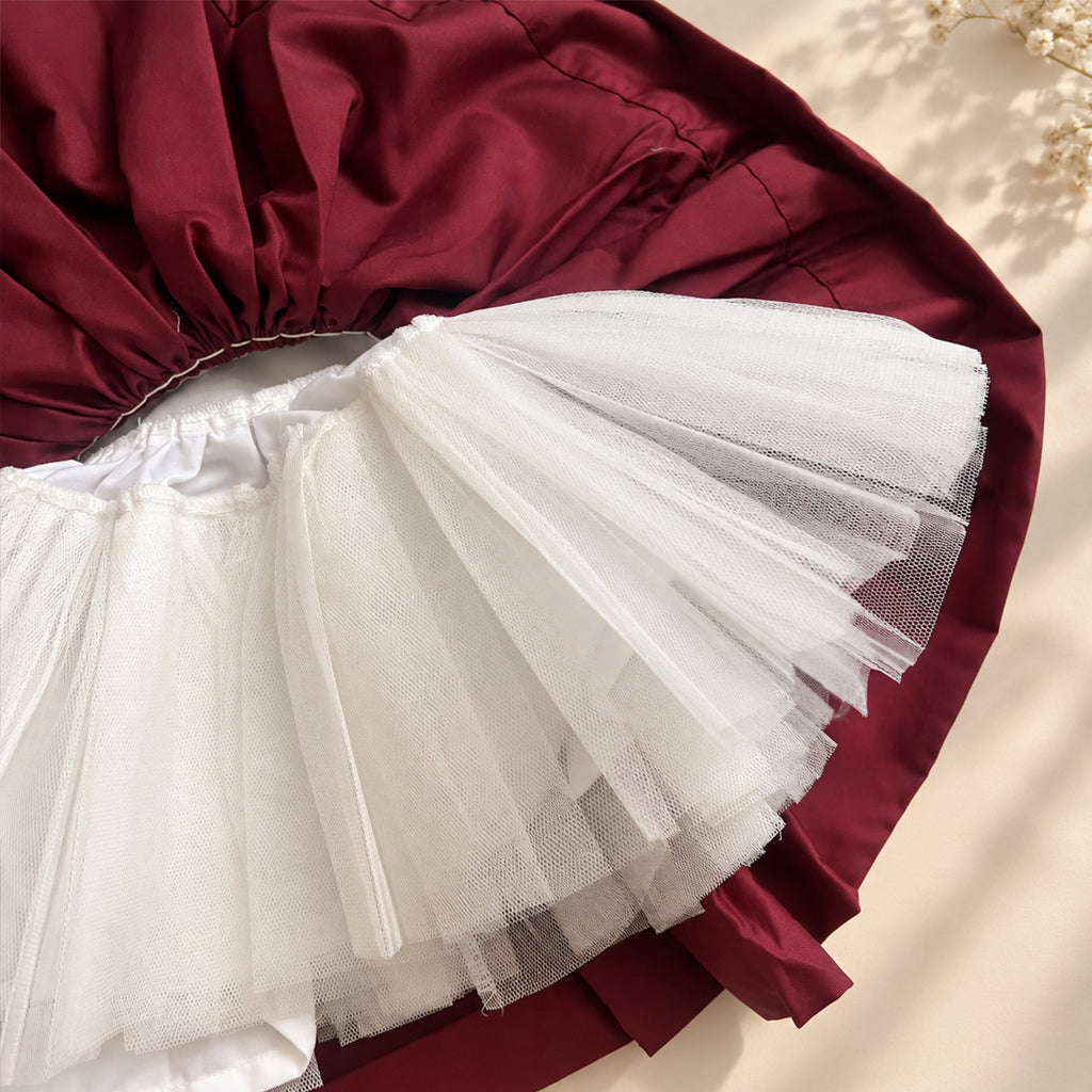 Burgubdy Pearl Smocked Dress