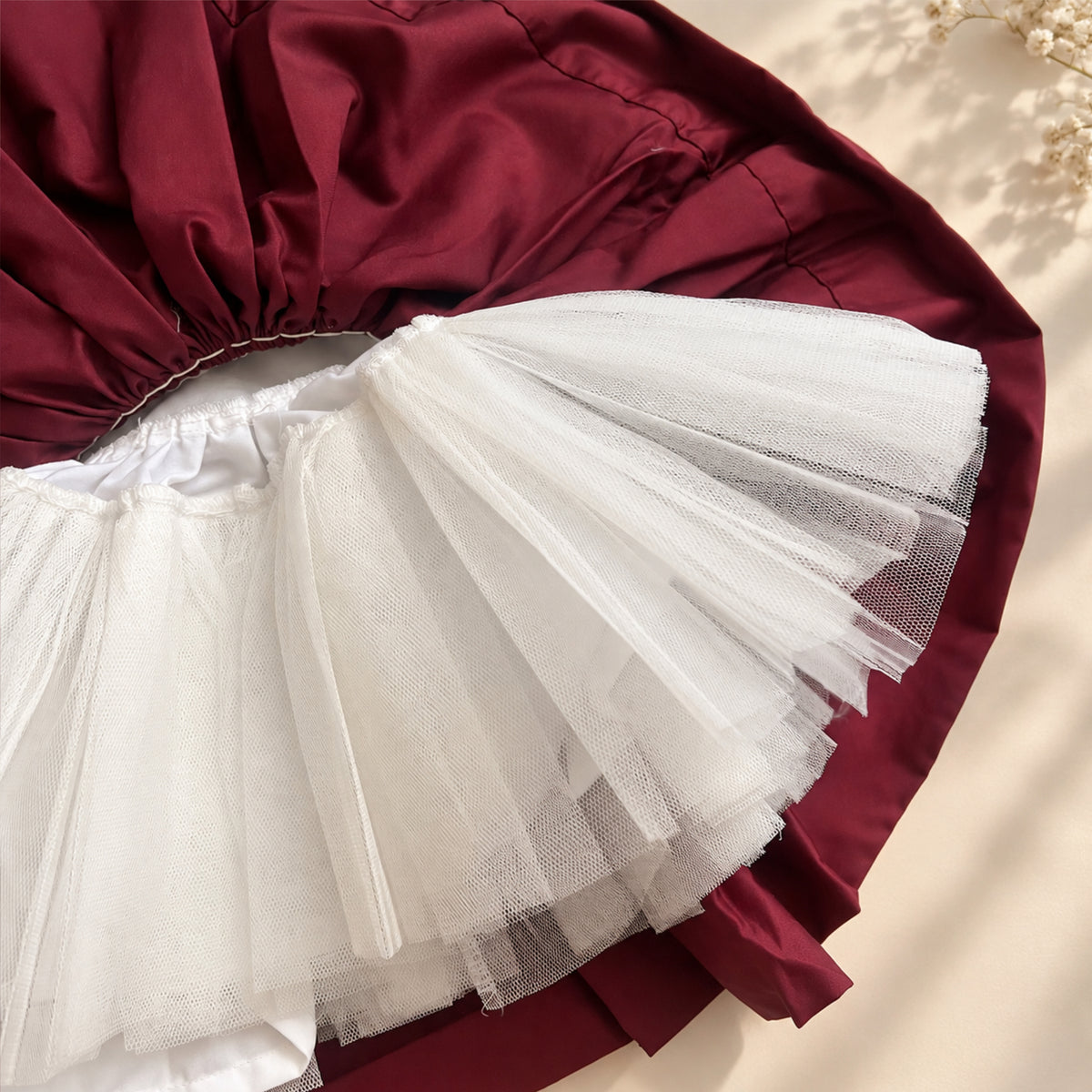 Burgubdy Pearl Smocked Dress
