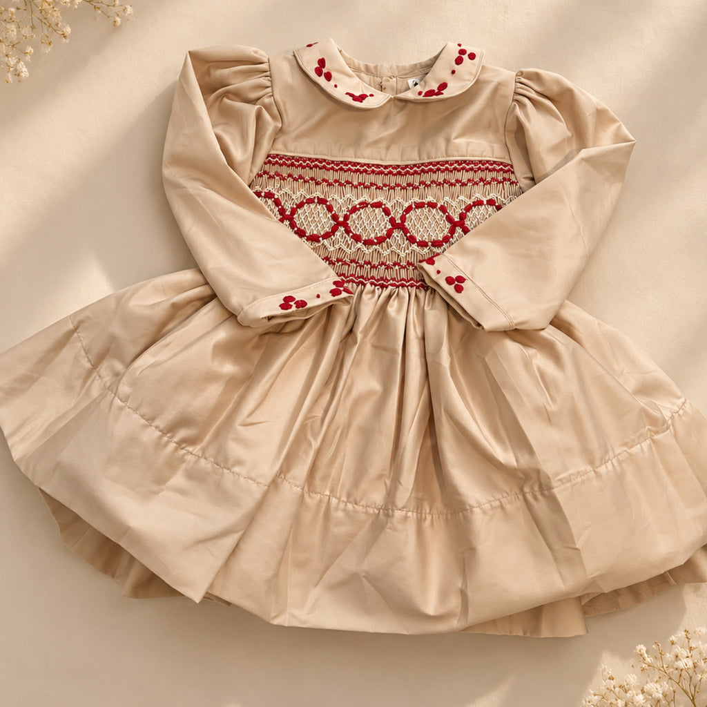 Champagne Rouge Smocked Dress