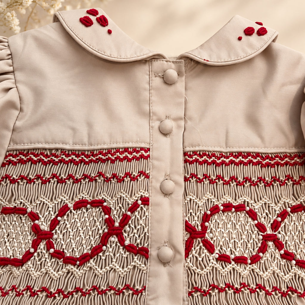 Champagne Rouge Smocked Dress