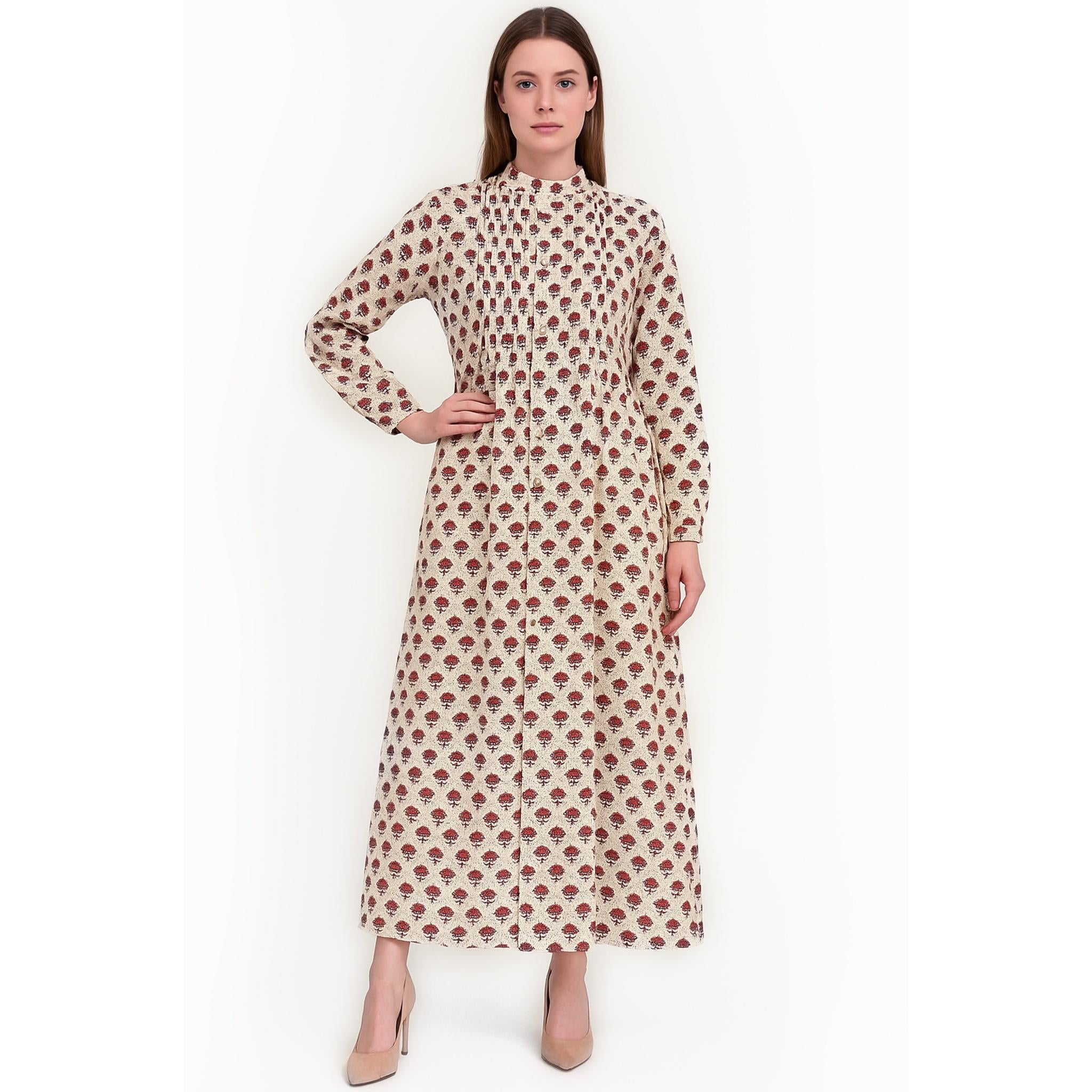 Crimson Bloom Pleat Dress