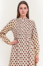 Crimson Bloom Pleat Dress