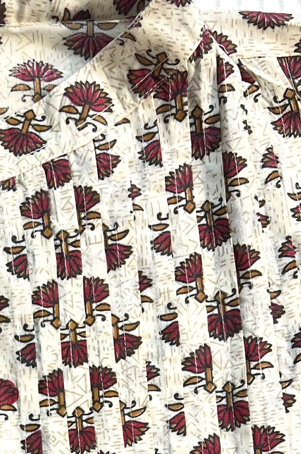 Crimson Bloom Pleat Dress