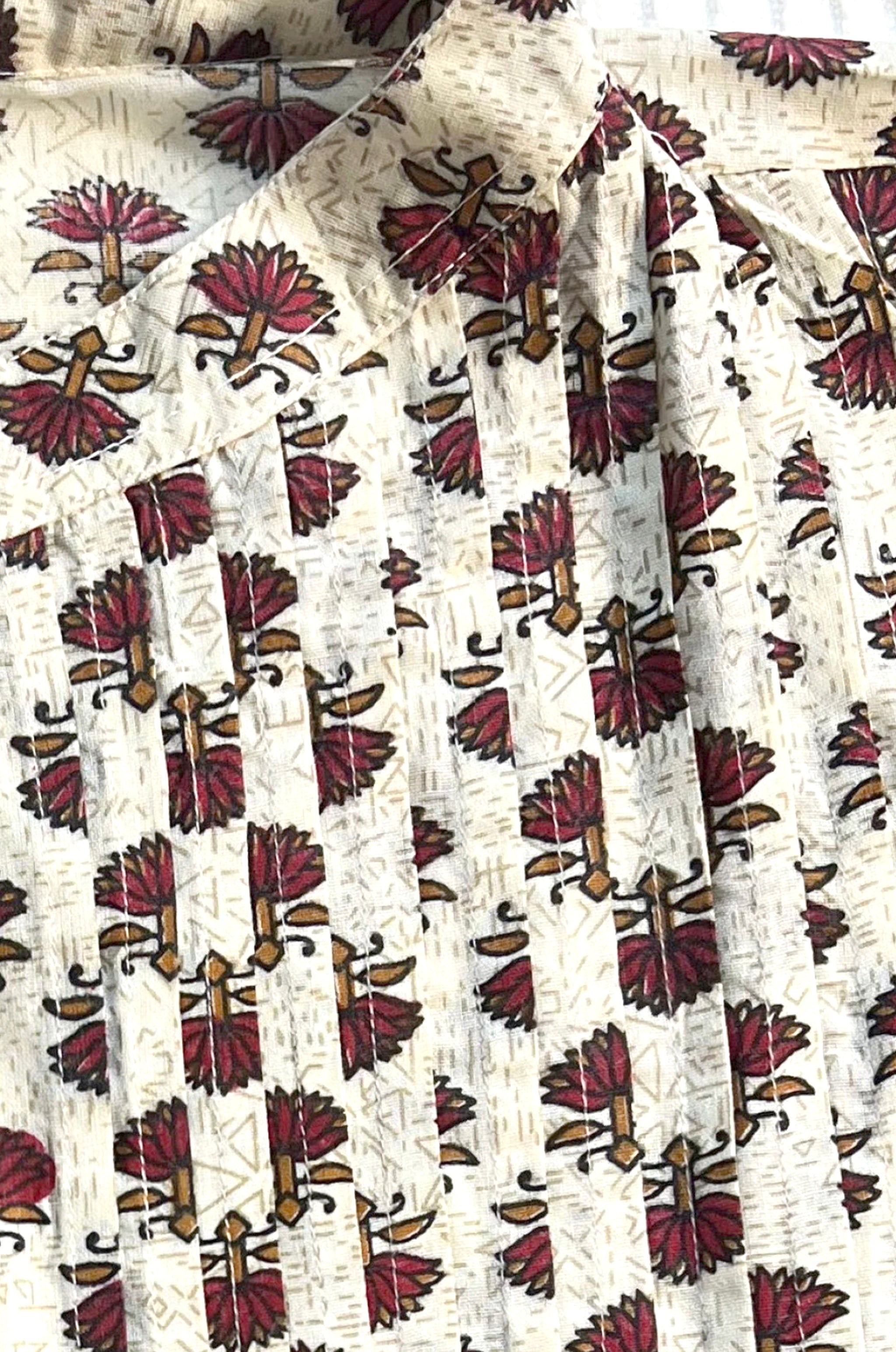 Crimson Bloom Pleat Dress