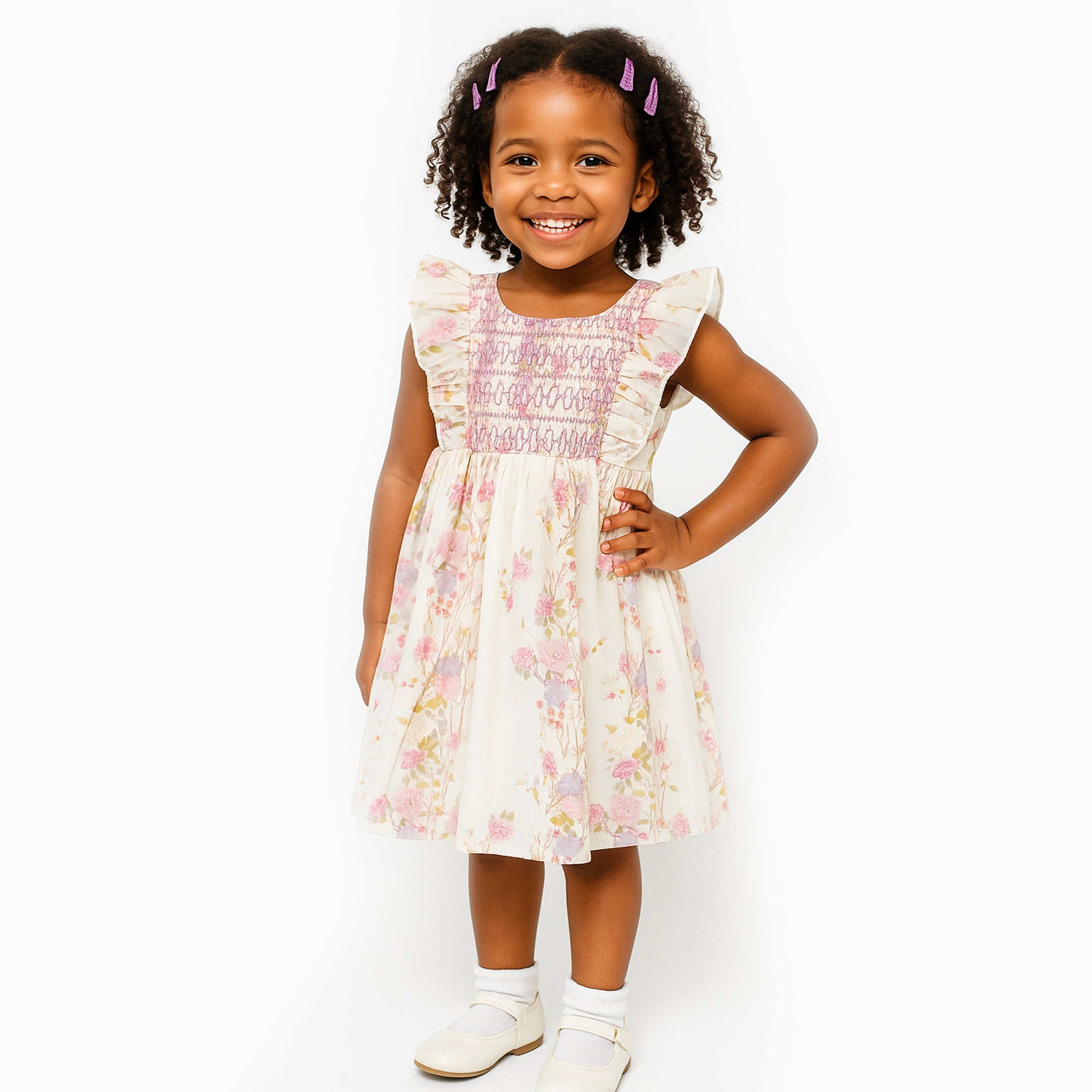 Lilac Flutter Smocked Dress