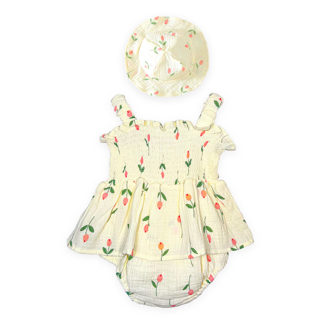 Tulip Garden Smocked Romper Set