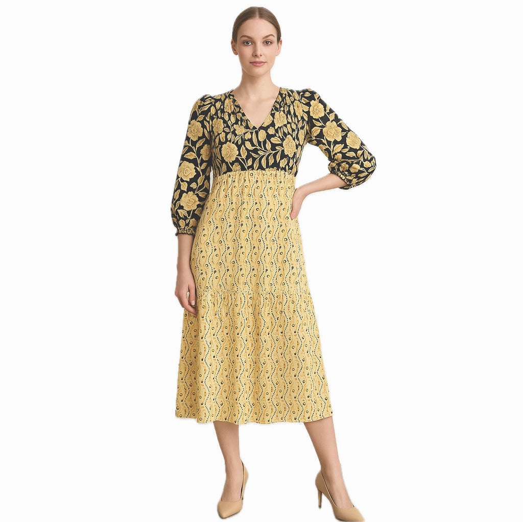 Marigold Smocked Midi Dress