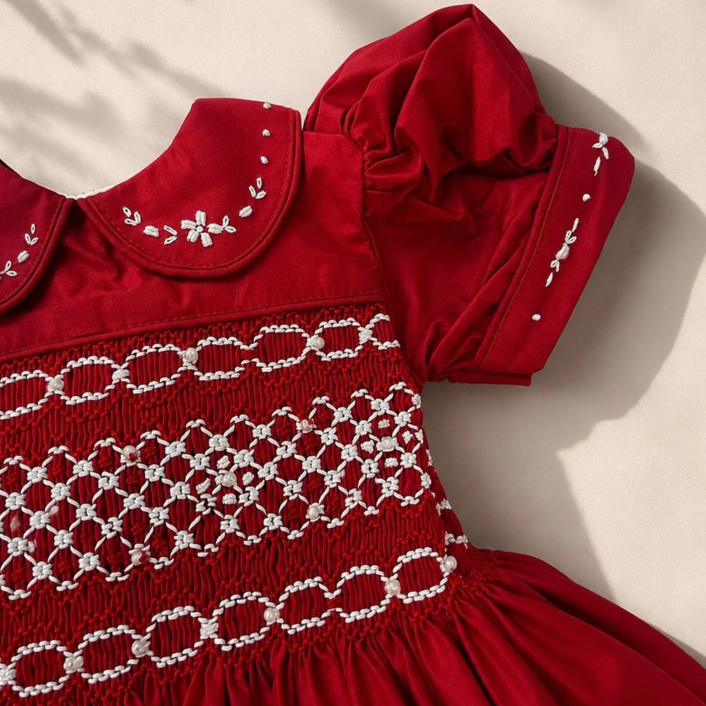 Red  Cherry Smocked Dress