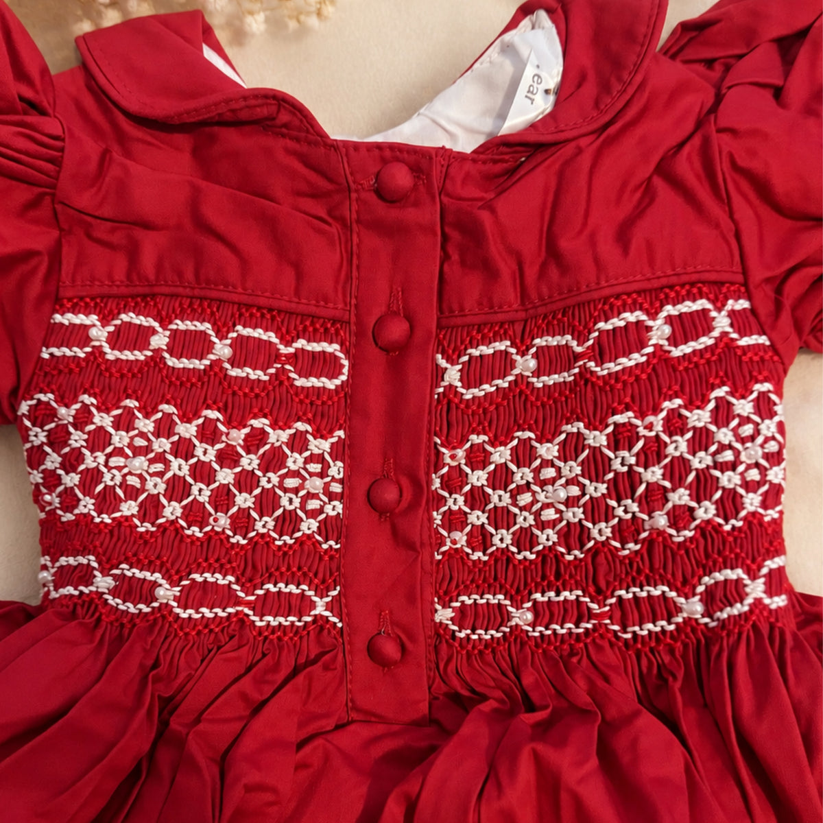 Red  Cherry Smocked Dress