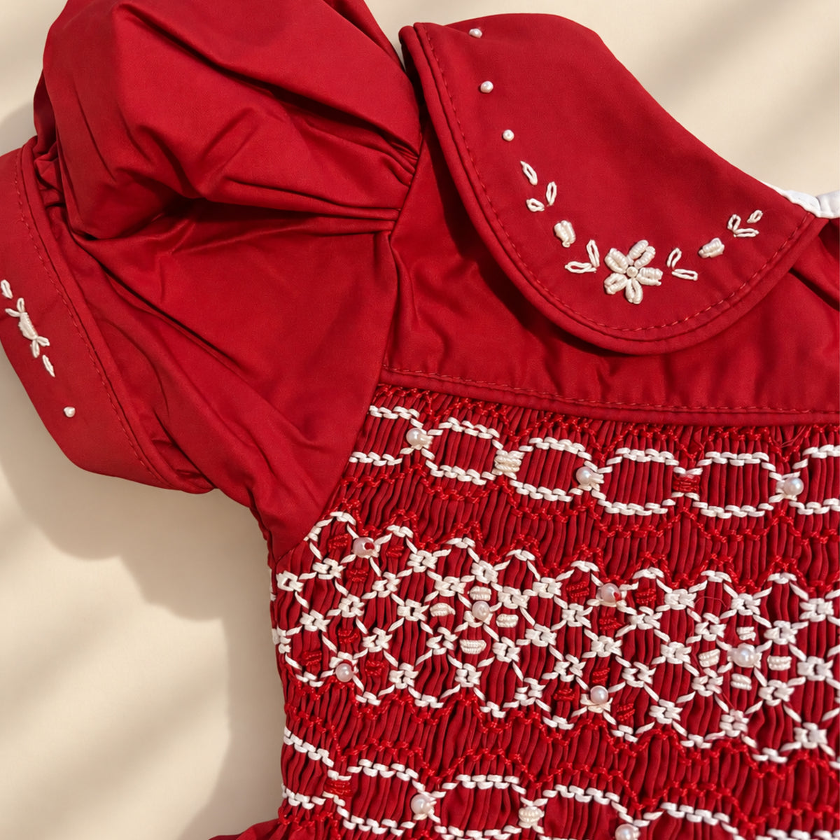 Red  Cherry Smocked Dress