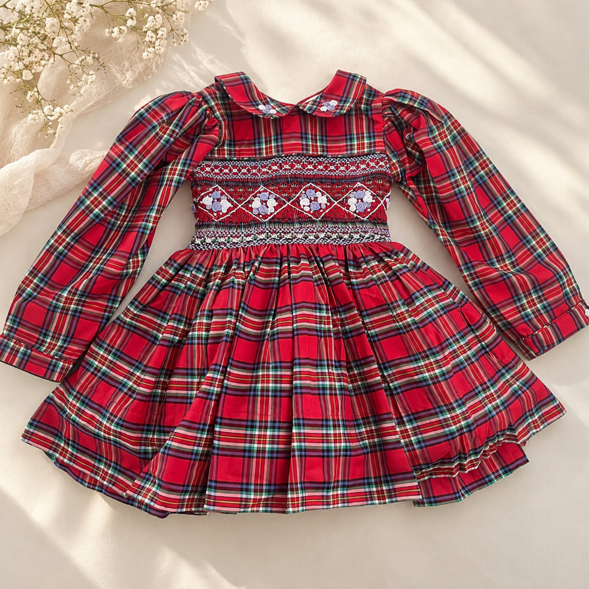 Regal Tartan Smocked Dress